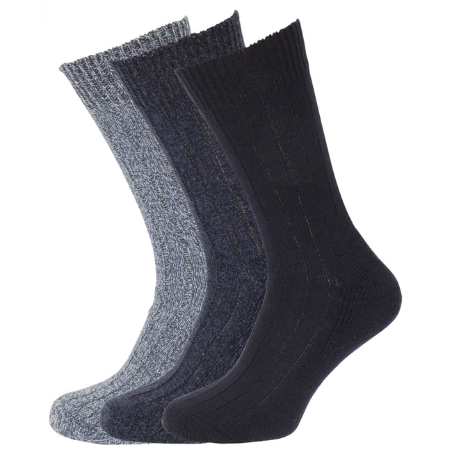 Blautöne - Front - Herren Socken mit gepolsterter Sohle, 3er-Pack
