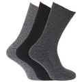 Schwarz-grau - Front - Herren Socken, hoher Wollanteil, 3er-Pack
