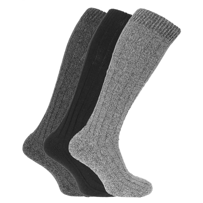 Schwarz-Grau - Front - Herren Socken mit gepolsterter Sohle, 3er-Pack