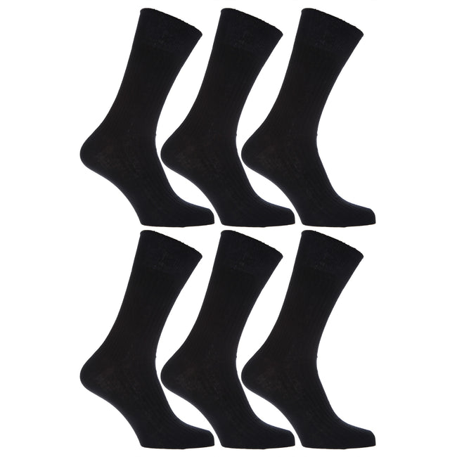 Schwarz - Front - Herren Socken, Baumwolle, 6er-Pack