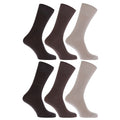 Braun-Beige - Front - Herren Bambus Socken - Arbeitssocken, besonders weich, 6er-Pack