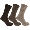 Brauntöne - Front - Herren Thermo-Socken, 3er-Pack, Wollanteil
