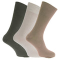 Olive-Creme-Beige - Front - Herren Big Foot Diabetiker Socken (3 Paar)