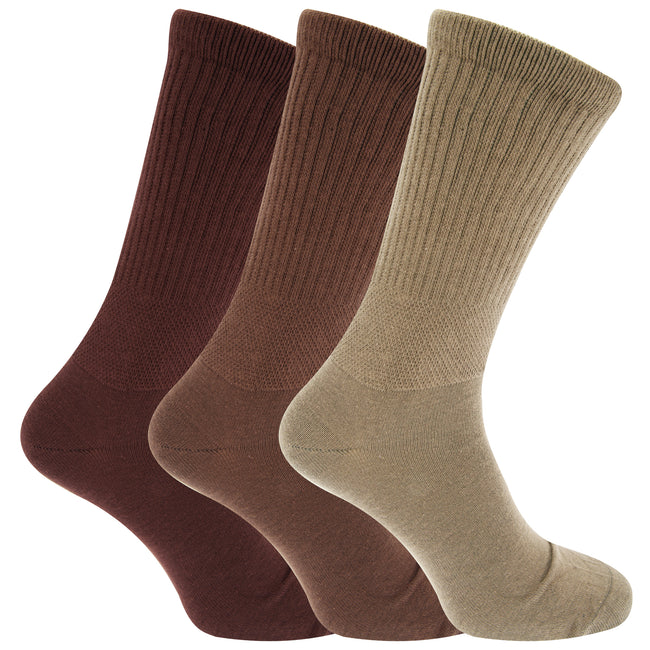 Braun Schattierungen - Front - Herren Extra Breite Komfort Fit Socken (3 Paar)
