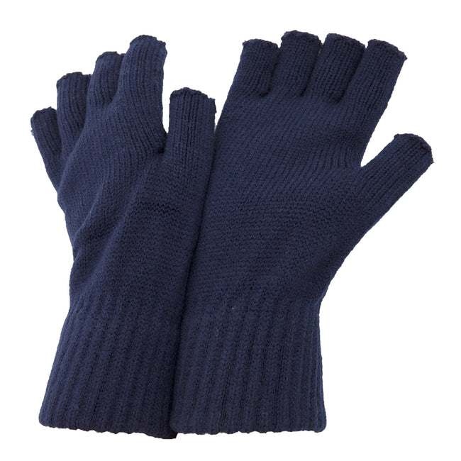 Marineblau - Front - FLOSO Herren Winter Halbfinger-Handschuhe