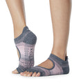 Grau-Hellrosa - Front - Toesox - "Bellarina Echo" Halbzehen-Socken für Damen