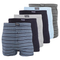Marineblau-Blau-Grau - Front - FLOSO Herren Boxer Shorts (6er Packung)