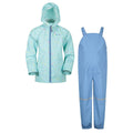 Petrol - Front - Mountain Warehouse - "Raindrop" Wasserfeste Jacke und Hose im Set für Kinder