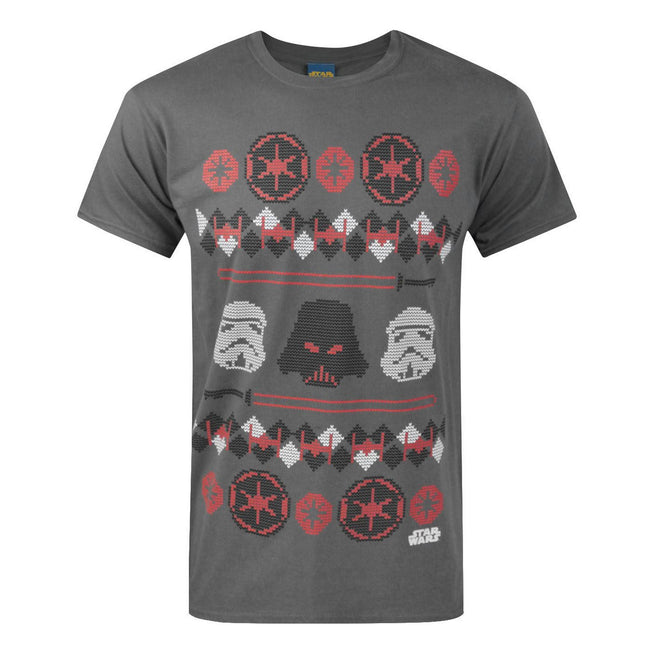 Anthrazit - Front - Star Wars Herren Darth Vader Fair Isle Christmas T-Shirt