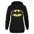 Schwarz - Side - Damen Kapuzenpullover mit Batman-Logo im Used-Look