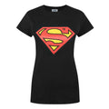 Schwarz - Front - Superman Damen Schild Logo T-Shirt