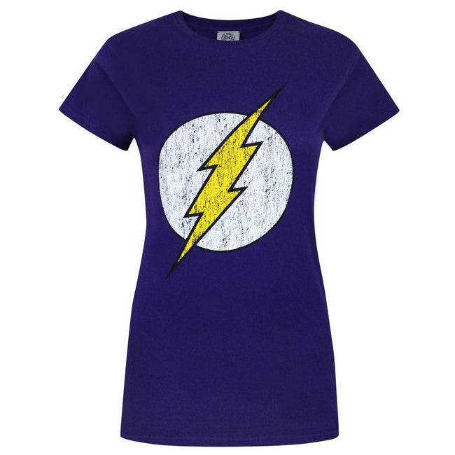 Violett - Front - Flash Damen Distress Logo T-Shirt