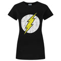 Schwarz - Front - Flash Damen Distress Logo T-Shirt