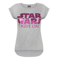 Grau-Pink - Front - Star Wars Damen Rogue One runder hinterer Saum T-Shirt