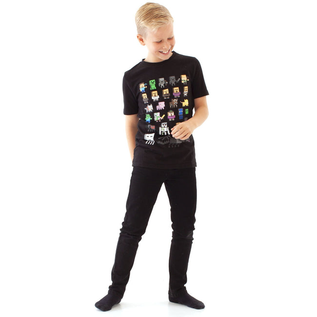 Schwarz - Back - Minecraft offizielles Jungen Sprites Charakter T-Shirt