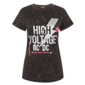 Schwarz - Front - AC-DC Damen T-Shirt High Voltage, Acid Wash