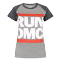 Grau - Front - Run DMC Damen Raglan-T-Shirt mit Logo