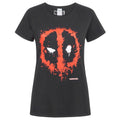 Schwarz - Front - Marvel Damen Deadpool T-Shirt mit Masken-Logo
