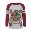 Grau - Front - Harry Potter offizielles Mädchen Hogwarts Raglan T-Shirt