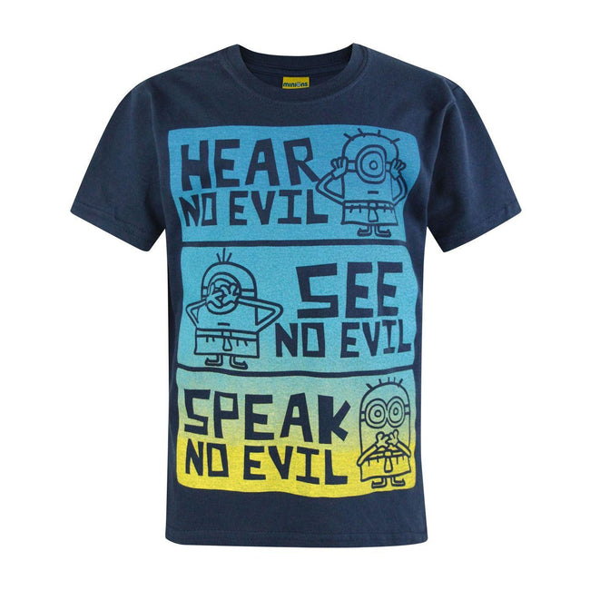 Blau - Side - Minions offizielles Kinder No Evil T-Shirt