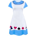 Weiß-Blau - Front - Alice In Wonderland - Kostüm-Kleid für Damen