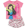 Pink-Grau - Front - Mulan - "Loyal Brave True" Schlafanzug mit Shorts für Mädchen