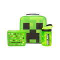Grün - Front - Minecraft - Kinder Pausenbrot-Tasche und Wasserflasche Set