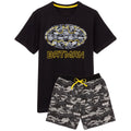 Schwarz-Grau - Front - Batman - "Logo" Schlafanzug mit Shorts für Herren