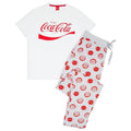 Weiß-Grau-Rot - Front - Coca-Cola - Schlafanzug für Herren