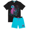 Schwarz-Blau - Front - Space Jam - "Tune Squad" Schlafanzug mit Shorts für Jungen