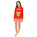 Rot-Grün-Weiß - Back - The Grinch - Schlafanzug für Damen - weihnachtliches Design