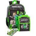 Schwarz-Grün - Lifestyle - Minecraft - Kinder Rucksack "Time To Mine" Set