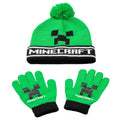 Grün-Schwarz - Back - Minecraft - Hut- und Handschuh-Set