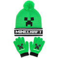 Grün-Schwarz - Front - Minecraft - Hut- und Handschuh-Set