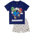 Marineblau-Grau - Front - Super Mario - Schlafanzug mit Shorts für Jungen