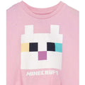 Pink-Weiß - Side - Minecraft - T-Shirt Front mit Knoten für Mädchen