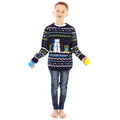 Marineblau-Grün-Weiß - Back - Minecraft - Pullover für Kinder - weihnachtliches Design