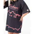Anthrazit-Pink - Side - Pusheen - T-Shirt-Kleid für Damen