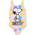 Pink-Weiß-Gelb - Front - Snoopy - Badeanzug für Kinder