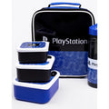 Blau-Schwarz-Weiß - Back - Playstation - Pausenbrot-Tasche und Wasserflasche