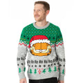 Grau-Grün - Pack Shot - Garfield - Pullover für Herren-Damen Unisex - weihnachtliches Design