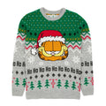 Grau-Grün - Front - Garfield - Pullover für Herren-Damen Unisex - weihnachtliches Design