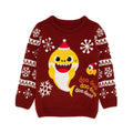 Weinrot - Front - Baby Shark - Pullover für Kinder - weihnachtliches Design