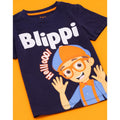 Marineblau - Back - Blippi - "Hello" T-Shirt für Kinder