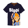 Marineblau - Front - Blippi - "Hello" T-Shirt für Kinder