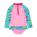 Blau-Pink - Back - Baby Shark - "Wipe Out!" Badeanzug für Mädchen  Langärmlig