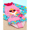 Blau-Pink - Close up - Baby Shark - "Wipe Out!" Badeanzug für Mädchen  Langärmlig