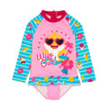 Blau-Pink - Front - Baby Shark - "Wipe Out!" Badeanzug für Mädchen  Langärmlig