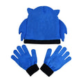 Blau-Weiß - Back - Sonic The Hedgehog -  Jerseyware Hut- und Handschuh-Set für Kinder