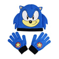 Blau-Weiß - Front - Sonic The Hedgehog -  Jerseyware Hut- und Handschuh-Set für Kinder